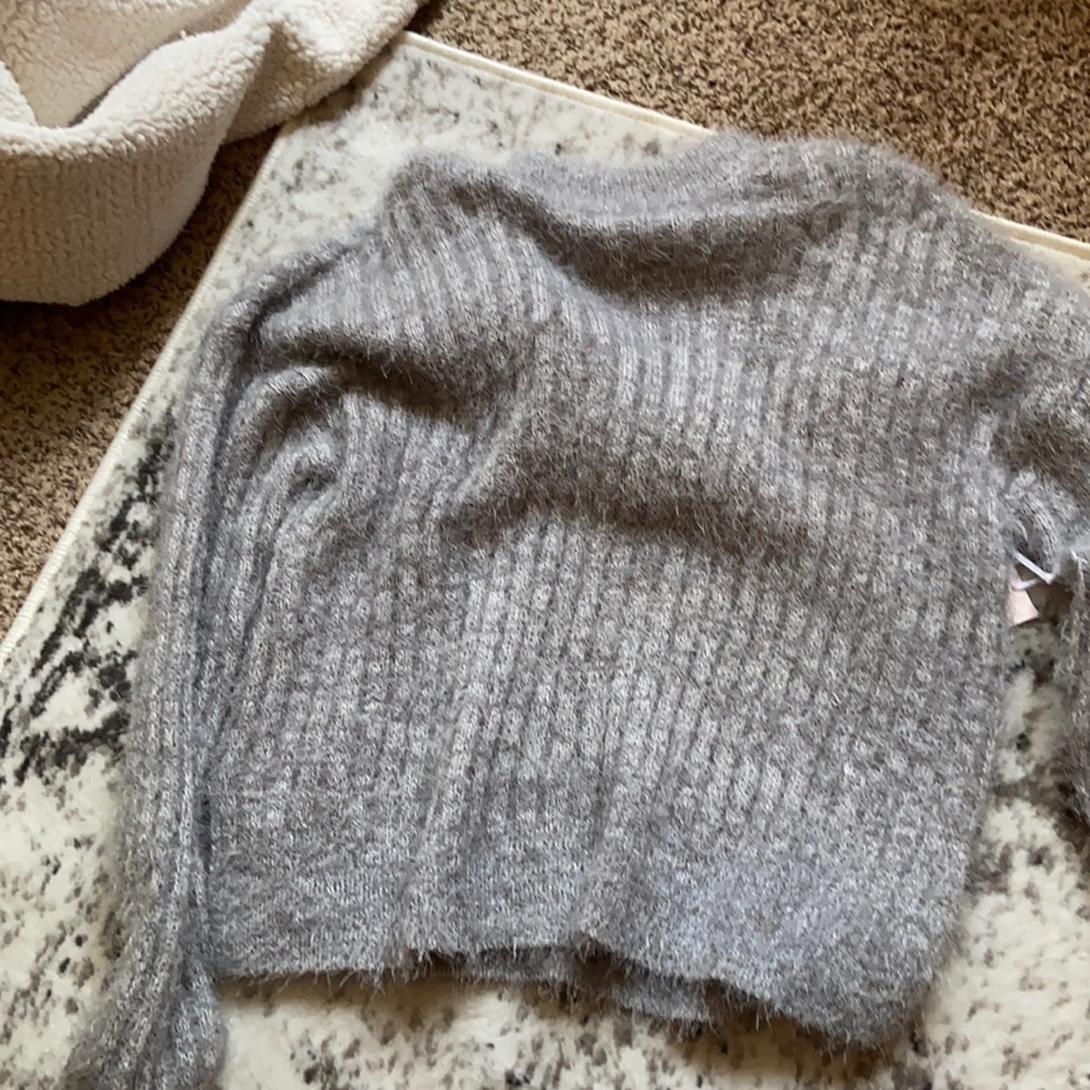 Candies XL grey eyelash mock neck sweater NWT